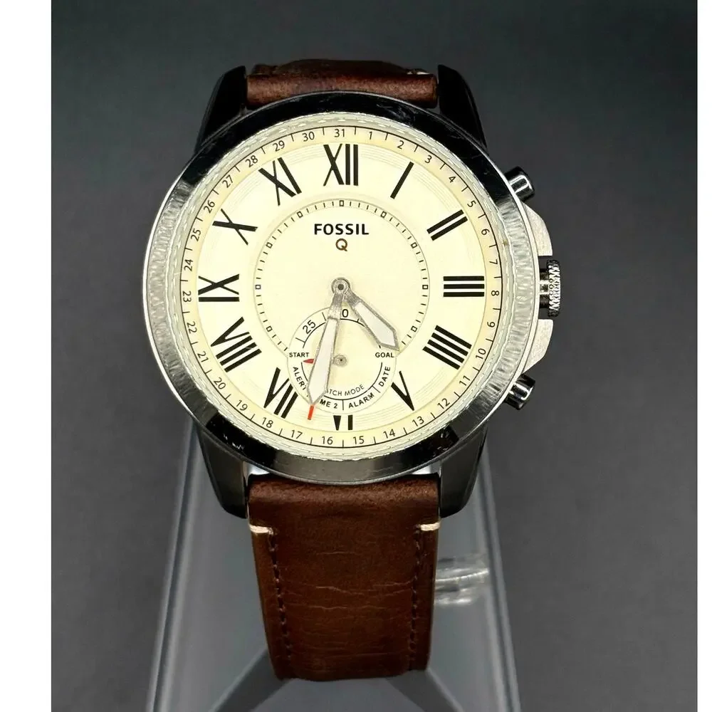 Fossil Q Grant FTW1118 Hybrid Smartwatch Brown Leather 44mm Men’s Watch